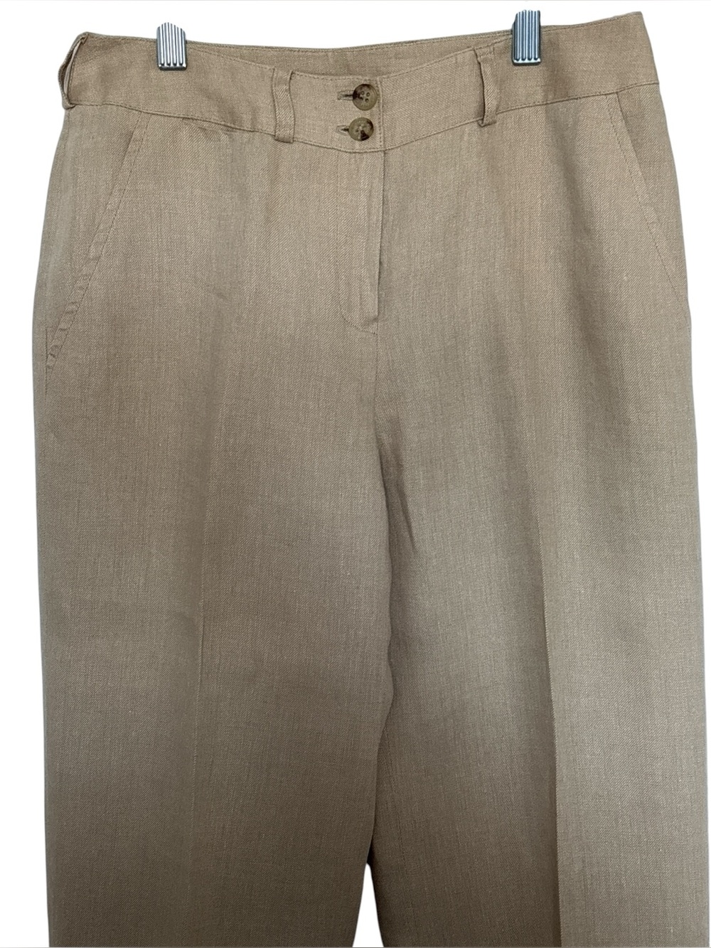 Lauren Ralph Lauren Woman’s Classic Straight-Leg Pants in Tan 100% Linen Sz/2P - Picture 4 of 9